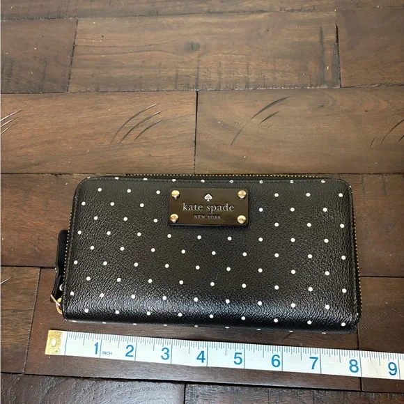 Kate Spade New York Continental Wallet black and white polka‎ dot Good Condition - Picture 3 of 8